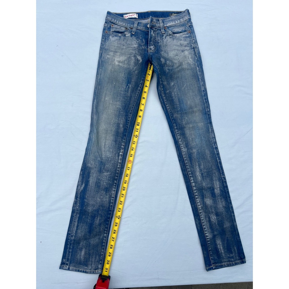 Red Engine Cayenne Low Rise Skinny Jeans Womens 27 Blue Distressed Made in USA
